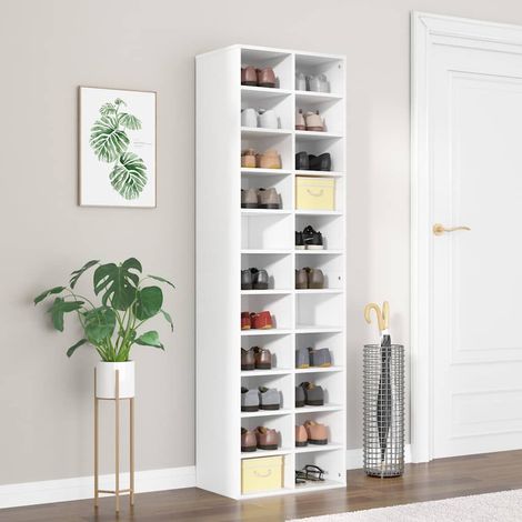 vidaXL Zapatero de madera contrachapada blanco 54x34x183 cm (1/5)