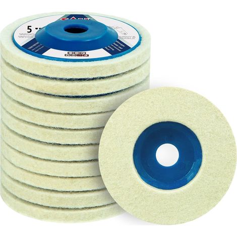 10 x 125mm Wool Angle Grinder Polishing Disc Polishing Wheel for Glass, Ceramic, Metal, Marble, Plastic, Car (1/5)