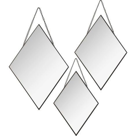 Set de 3 miroirs Losange noir L19 24 28cm - Atmosphera créateur d'intérieur (1/5)