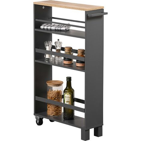 Schmaler, dunkelgrauer Küchenschrank (1/5)