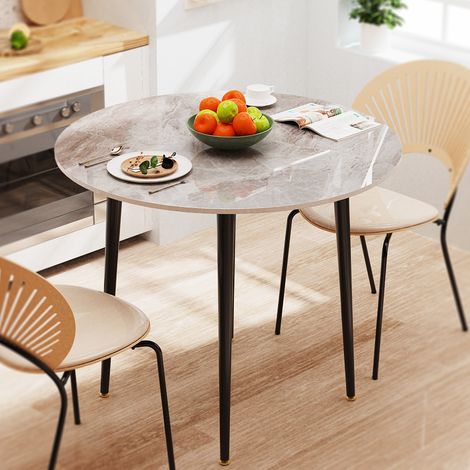 Mesa de Comedor de Mármol Redonda Mesa de Cocina Moderna de Piedra Sinterizada 80cm, Gris (1/5)