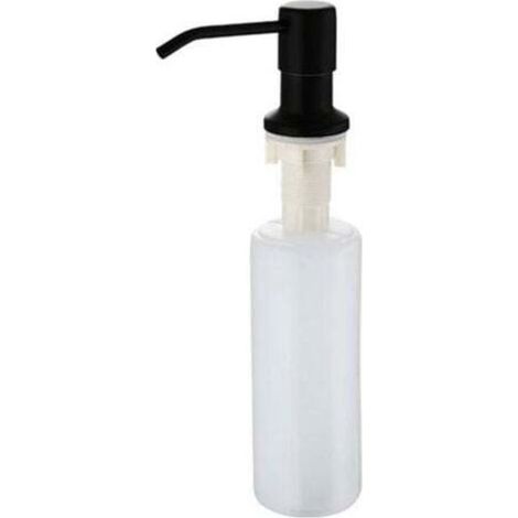 Distributeur Savon Liquide Encastrable avec Bouteille 300ML(Noir), Distributeur Savon de Mousse Evier, Distributeur Liquide Vaisselle Cuisine, Distributeur de Détergent en Acier Inoxydable pour Bains (1/4)