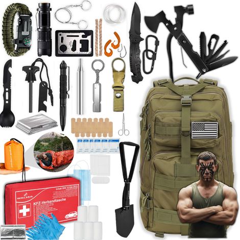 Militärischer Überlebensrucksack mit Ausrüstungs-Überlebensset XL