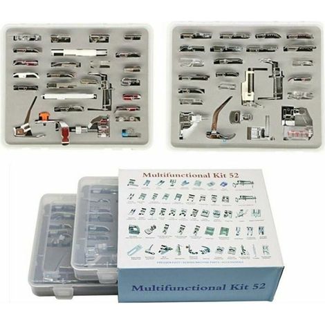 Lot de 52 pieds presseurs - LARGEIGHT - Compatible Brother, Singer - Boîte de rangement - Gris - Mixte (1/4)