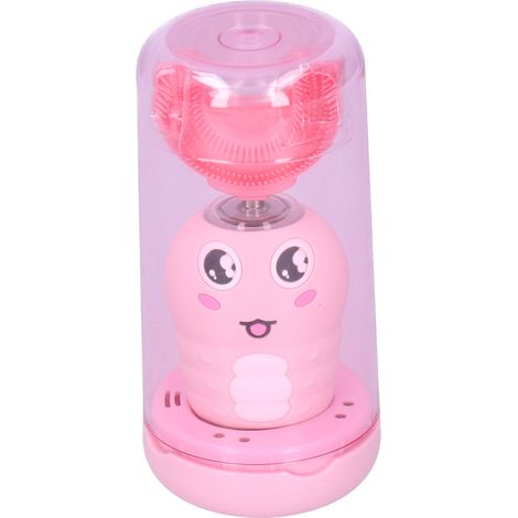 Brosse à dents enfant en forme de U, silicone doux, électrique intelligente avec voix, soin buccal pour enfants, rose (1/5)