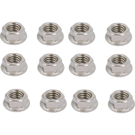 12PCS 3/8"-16 UNC Filetage hex acier inox 304 écrou embase dentelé glissière (1/4)