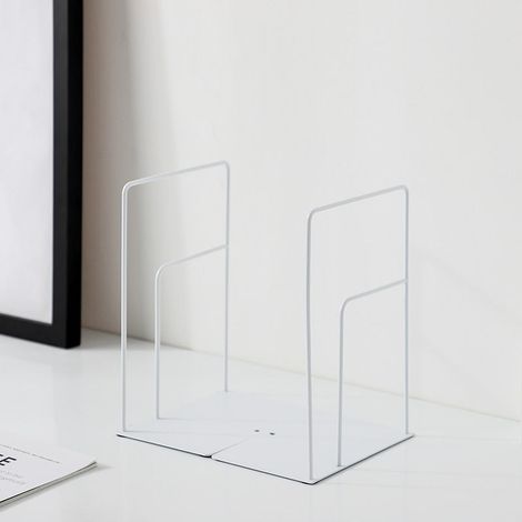 Lot de 2 serre-livres accessoires de bureau support de livre porte-livre séparateurs d'étagère accessoires de livre bouchon de livre (blanc)