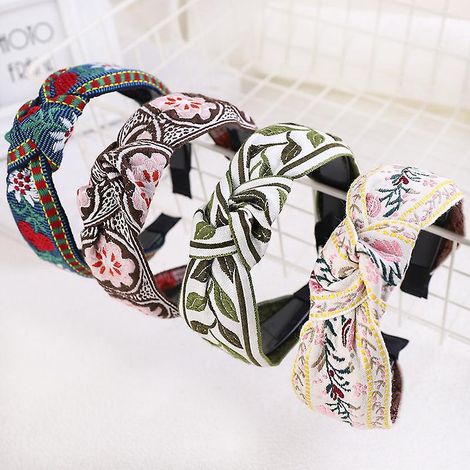 Vintage-Haarband im Ethno-Stil mit breiter Blumenstickerei für Damen und Mädchen (Klassisches Muster) (1/5)