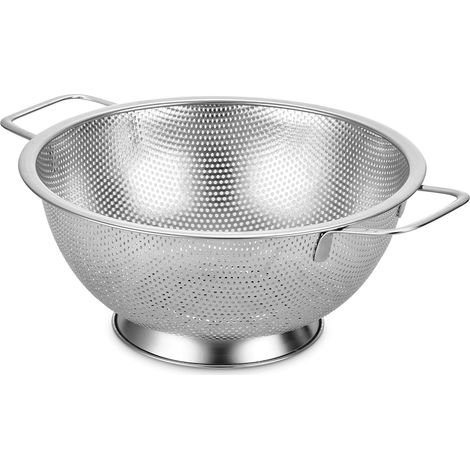 Passoire Tamis Inox de Cuisine Avec Poignées et Base - Pour Nouilles, Fruits, Légumes - Diamètre 22.5 cm (1/5)