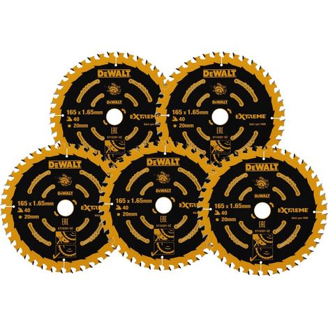 5x Dewalt DT10301 Circular Saw Blade 165 x 20mm x40 Tooth Extreme Framing DWE550 (1/4)