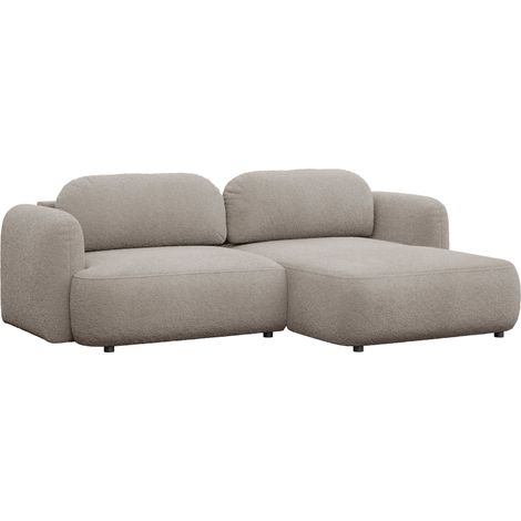 Selsey Tvoya – Ecksofa mit Schlaffunktion, Ottomane rechts, Bouclé Beigegrau
