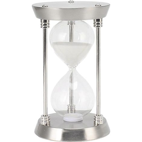 Sablier métallique vintage à finition brillante, horloge décorative en verre avec sable doré remplaçable, minuteur élégant pour bureau et étagère, modèle classique raffiné (1/5)