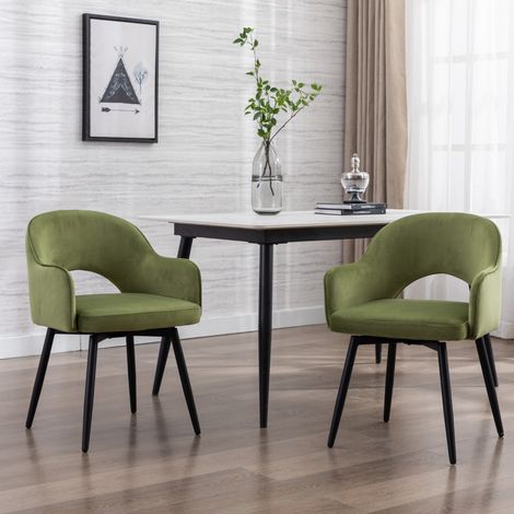 Wahson Set di 2 Sedie da Pranzo in Velluto Girevole, Schienale Sedia moderna Design con Gambe in metallo per Sala da Pranzo/Soggiorno, Verde (1/5)