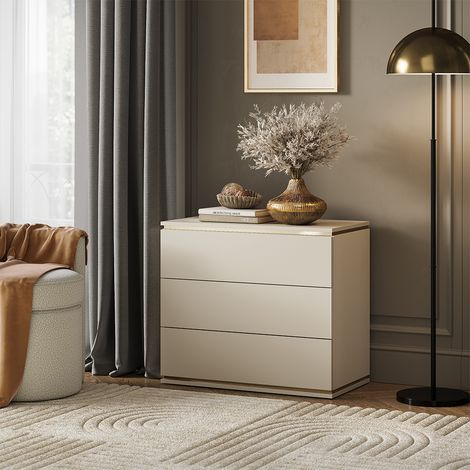Commode avec tiroirs Linette, Or, 80x70cm avec 3 tiroirs, Vicco
