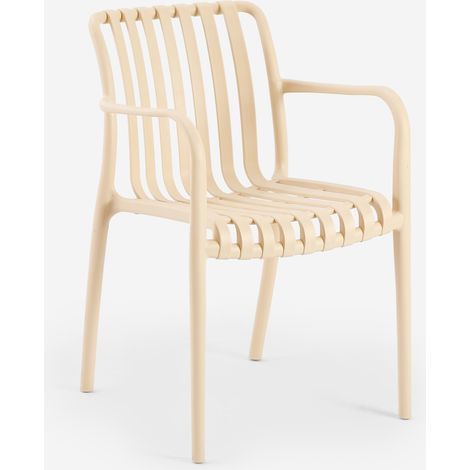 Sedia moderna con braccioli in polipropilene per esterno giardino Simao - Beige
