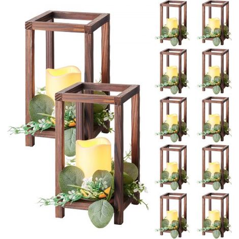 Lanterne de Mariage en Bois - Lot de 12 Lanterne Décorative avec (1/5)