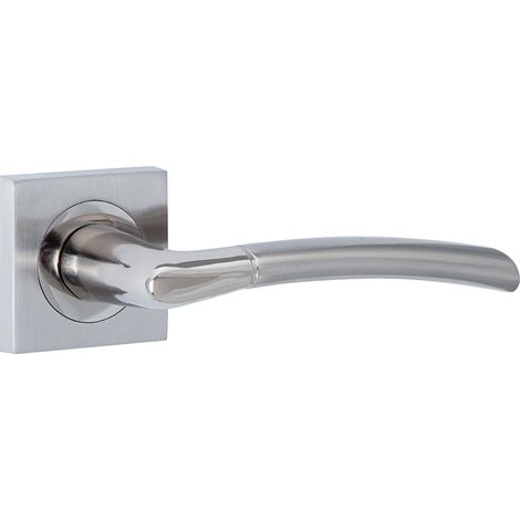 Manilla puerta aluminio níquel combinado roseta cuadrada 52mm (1/5)