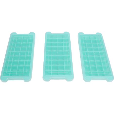 Lot de 3 bacs à glaçons de 36 cubes, à démoulage rapide, en plastique alimentaire avec couvercle, vert, pour café, whisky et autres boissons. (1/5)