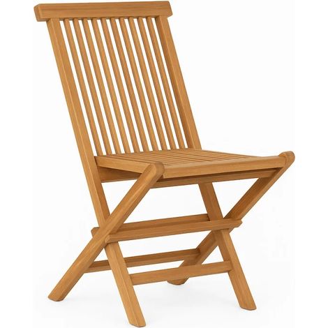 Chaise de jardin pliante en bois de teck massif huilé - ANCOLIE (1/5)