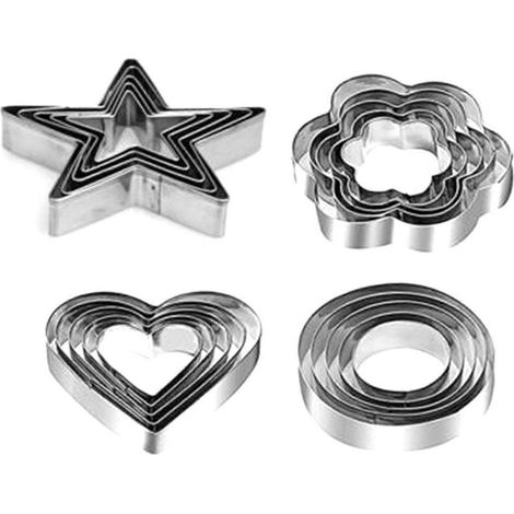 Ausstechformen-Set aus Metall – 20-teiliges Ausstechformen-Set aus Edelstahl in Herz-, Stern-, Rund- und Blumenform (1/5)