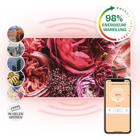 Klarstein Air Art Smart Chauffage Infrarouge, 700W Radiateur Electrique pour Maison, Contrôle via l'Application IoT/WiFi, Détection de Fenêtre Ouverte, Chauffage Mural, Thermostat, Econome, Sans CO2