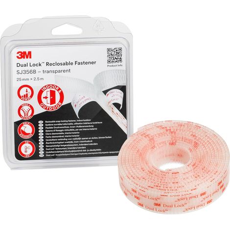 3M Dual Lock SJ356B Solutions de Fixations Amovibles, 25 mm x 2.5 m, 5.7 mm (1/5)