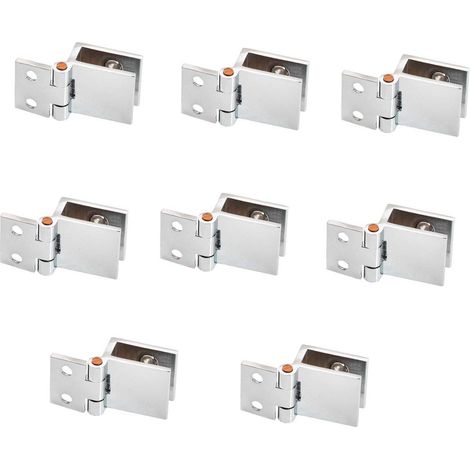 Lot de 8 charnières de porte en verre - 5 mm - 8 mm - Réglables - Pince simple pour armoire - Charnières de porte en verre - Fixation murale (1/4)