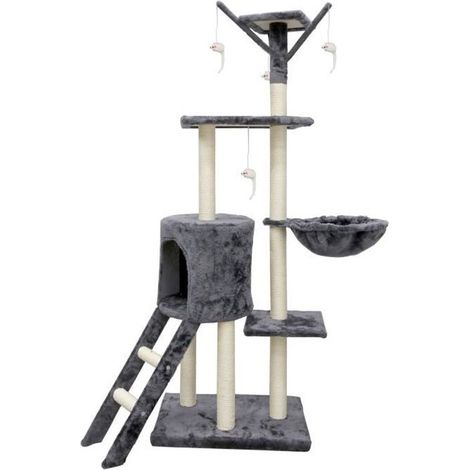 Kratzbaum für Katzen Jipsy 79 x 34 x 138 cm Grau Sisal Ø 7 cm