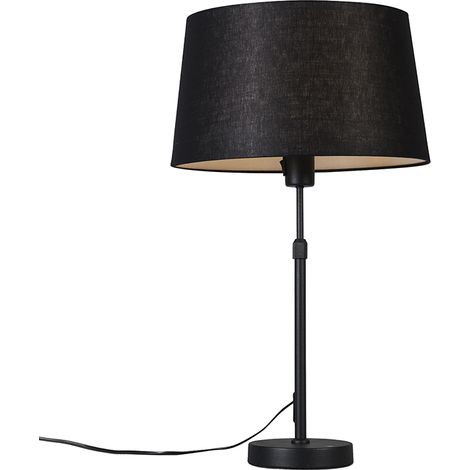 QAZQA Lampada da tavolo con paralume Parte - Moderno - Tessuto,Acciaio - Nero - Tondo Max. 1 x Watt