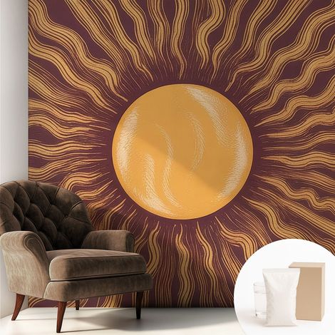 Papier peint décoratif avec colle pour salon, chambre à coucher et bureau – Design moderne et facile à poser Rayons de soleil 250x250 cm (1/5)