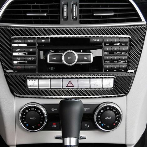 Carbon Fibre Panneau Central Console Voiture Trim W204 Mercedes Benz Classique Style Coque Protection (1/5)
