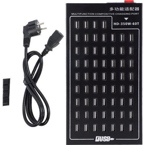 Station de Charge USB 60 Ports HD-350W-60T, Chargeur Multiple 5V 2A avec Support pour Téléphones, Prise UE 220V, Organisateur de Câbles pour Appareils Mobiles (1/5)