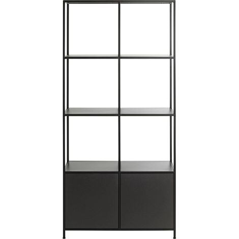 Etagère, meuble étagère avec 2 portes en métal noir -longueur 80 x profondeur 37 x hauteur 176 cm (1/5)