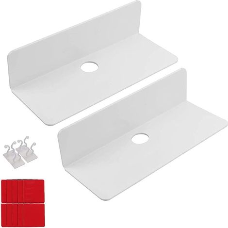 Etagere Murale Blanc, Lot de 2 Petite Étagères, Acrylique Flottante Petite Etagere pour Salon/Chambre/Bureau/Cuisine, sans Percage (1/4)