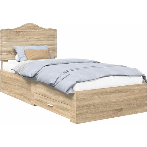 Bed Frame with Headboard Sonoma Oak 70 x 190 cm Engineered Wood vidaXL