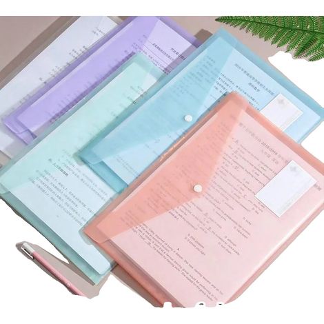 Bolsa para guardar documentos, impermeable, con cierre a presión, 10 unidades, color aleatorio. (1/2)