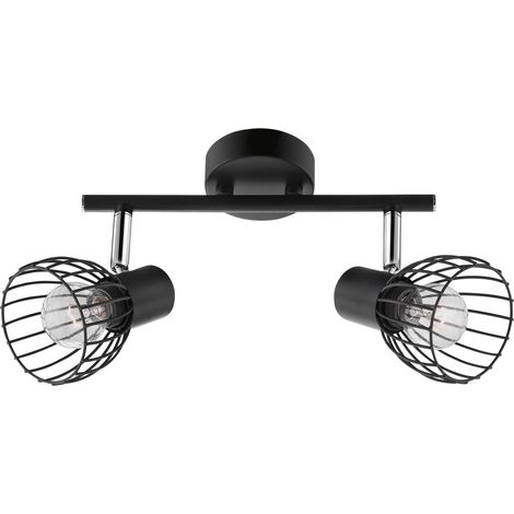 Merano Fairfield Spot de Plafond Twin 2 Lumières en Métal Noir Mat LED E14