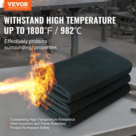 Couverture de Soudage Ignifuge, Lot de 4 Couverture Anti-feu Fibre de Carbone 950x910 mm Résistante à la Chaleur 982 ℃ Tapis Isolant Découpable pour Protection Contre Étincelles, Éclaboussures (1/5)