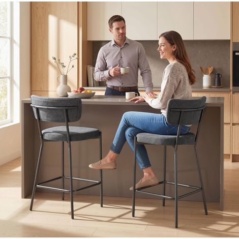 MEUBLIV Set di 2 sgabelli da bar 49x53x93 cm grigio – schienale curvo, seduta imbottita (1/5)