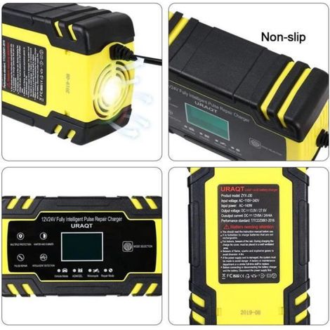 Chargeur De Batterie - 12V 8A 24V 4A - Pour Voiture Moto Camion - AGM GEL WET SLA - 6-150 Ah (12V) 6-100 Ah (24V) (1/4)