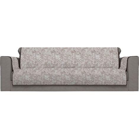 Copridivano con Copri Braccioli Seduta 230 cm in Poliestere e Cotone Marrone