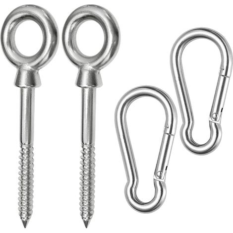 [NUNCA USADO]Kit de ganchos para hamaca de acero inoxidable, mosquetones para hamaca, capacidad de carga de 700 lb (1/4)
