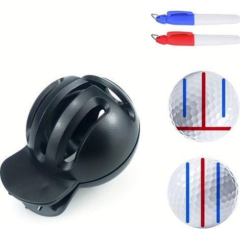 Marqueur de ligne pour balles de golf, marqueur de ligne fermé en forme de T à trois lignes, pince à balles noire et outil de marquage, fournitures de golf. (1/5)