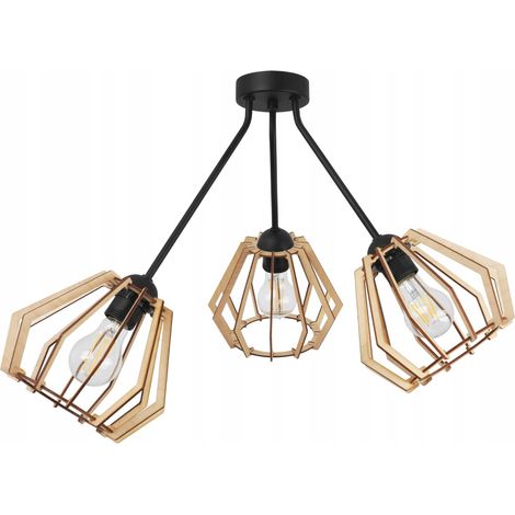 Hängelampe, Deckenleuchter, Holzlampenschirm, LED