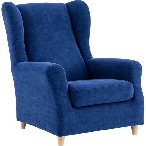 Housse de Chaise, Mélange Coton-Polyester, Design Antidérapant, Bleu (1/2)