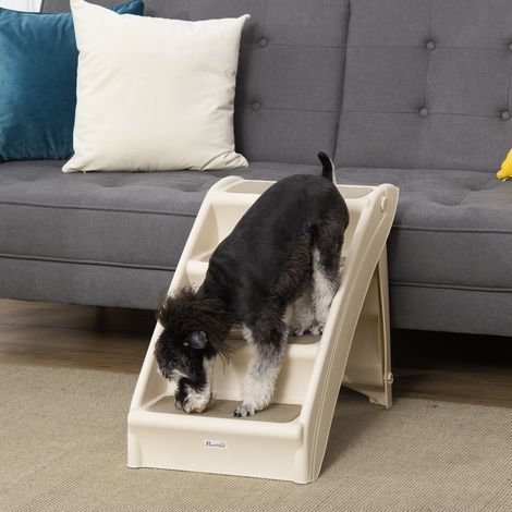 Pas Portable Chiens Chats Tapis Antidérapants Lit Chargement Canapé Animaux Compagnie Beige 20 kg 62x38x49,5cm