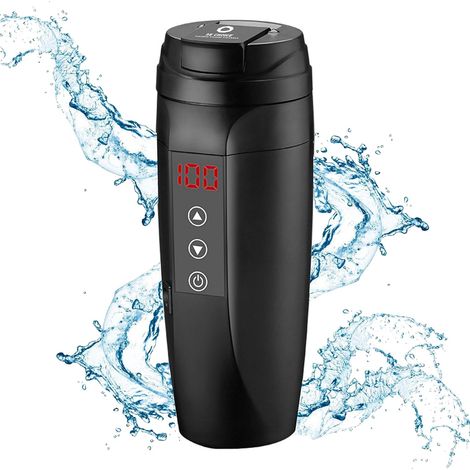 Tasse chauffante de voyage intelligente pour voiture avec affichage numérique de la température, chauffe-tasses, bouilloire électrique isotherme, bib (1/5)