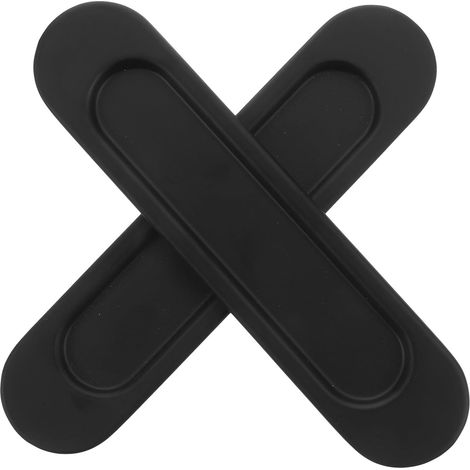 Poignées de Porte Coulissante Ovales 2 Pièces Encastrées Faciles à Installer Utiliser en Alliage D'aluminium Noir Décoration Intérieure Moderne pour Porte en Verre (1/5)