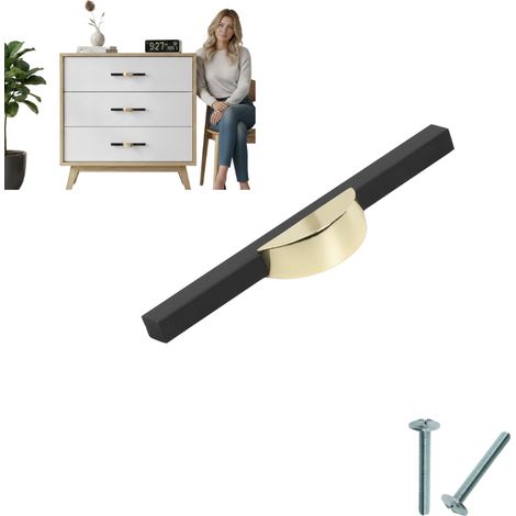 Tirador de mueble negro/dorado para armarios 128/150 moderno runli AKS (1/5)