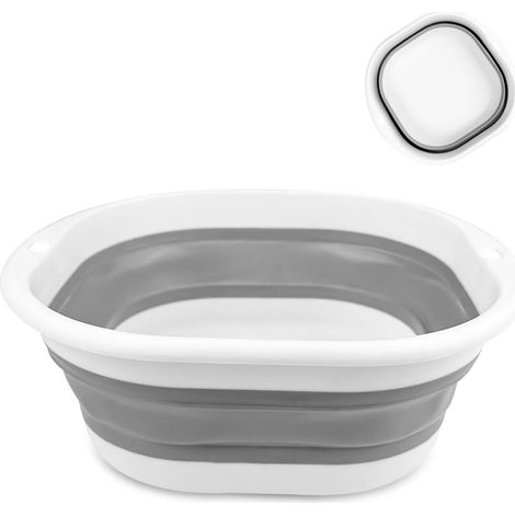 Bassine Pliable, Bac de Lavage, Seau en Plastique, Sceau Retractable, Cuvette pour Ménage, Lavabo Pliable, Petite Bassine Bucket, pour Salle de Bains, Cuisine, Jardin, Camping, Gris (1/5)